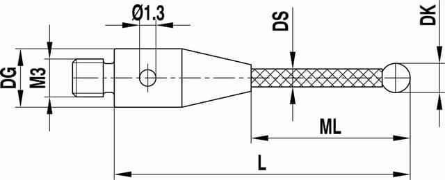 M3 XXT Ø8 mm silicon nitride ball, carbon fibre stem, L 125 mm, ML 125 mm, for ZEISS applications