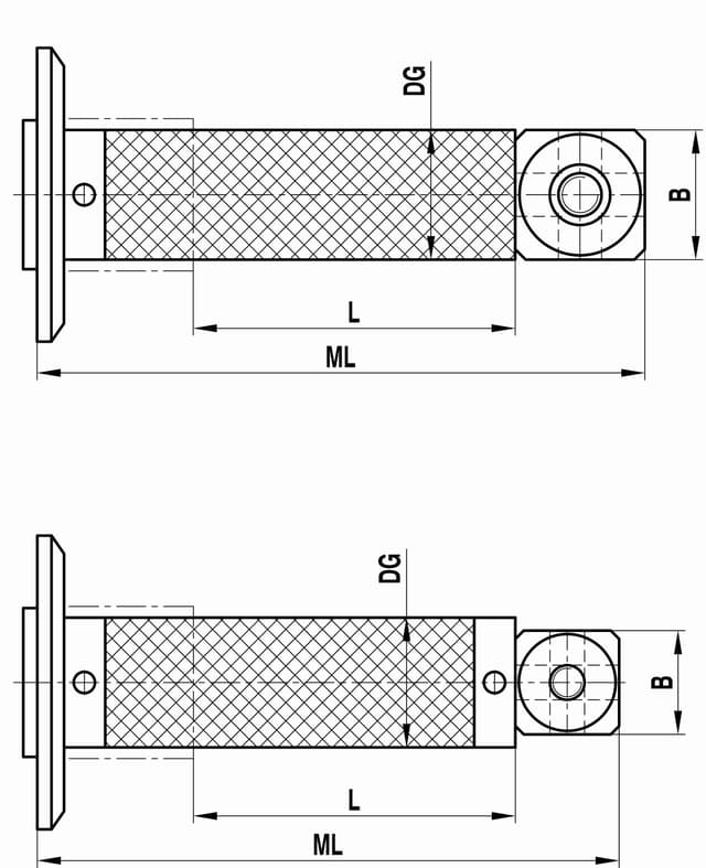 M5 extension for adaptor plate, carbon fibre, ML 241.5 mm, DG/D 20 mm, for ZEISS applications