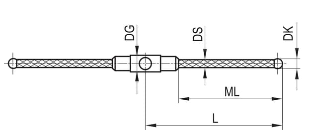 M3 180° 1/2 star stylus, Ø3 mm ruby ball, carbon fibre stem, ML 11 mm, for ZEISS applications