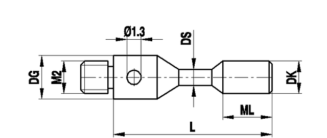 M2 Ø1.5 mm tungsten carbide cylinder, L 11 mm, ML 1.5 mm, for ZEISS applications