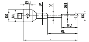 M5 Ø0.2 mm ruby ball, tungsten carbide stem, L 32 mm, ML 2.3 mm, for ZEISS applications